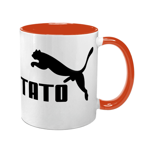 Чашка для Татка, помаранчева з принтом: TATO (з пумою) 1.2.11 фото