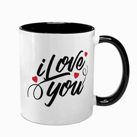 Чашка для Любимых, черная с принтом - I Love You - LOVE 2.3.21 фото