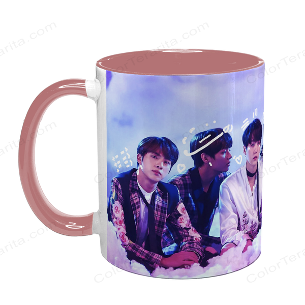 Чашка BTS, розовая с принтом - k-pop 5.0.3.9 фото
