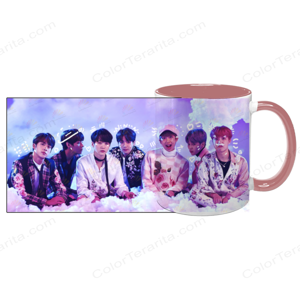 Чашка BTS, розовая с принтом - k-pop 5.0.3.9 фото