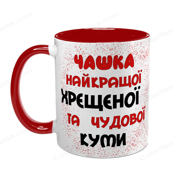 Чашка для Крестной, красная с принтом - Чашка Крестной 1.13.34-F фото