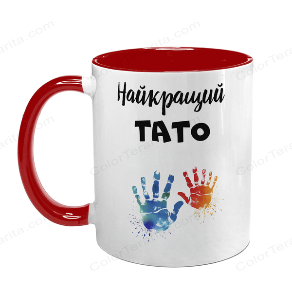 Чашка для Татуся, червона з принтом: Ручки 1.2.12-F фото
