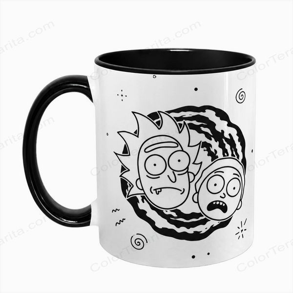 Чашка Rick and Morty, черная с принтом: черно-белым 5.0.7.8 фото