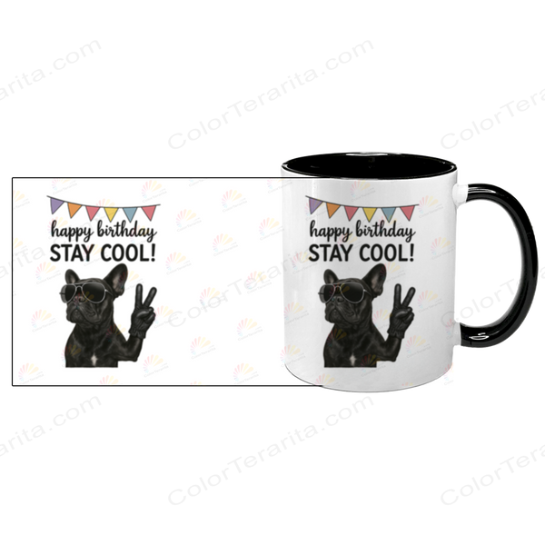 Чашка до Дня Народження, чорна з принтом - Happy Birthday STAY COOL 6.1.15 фото