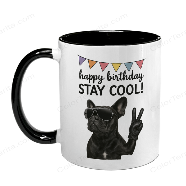 Чашка до Дня Народження, чорна з принтом - Happy Birthday STAY COOL 6.1.15 фото