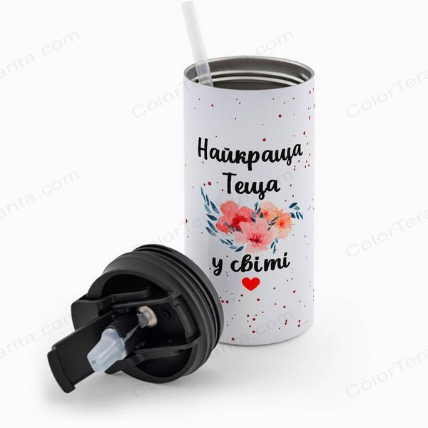 Термокружка для Тещі, біла 450мл: Квітковий 1.15.2-450TW фото