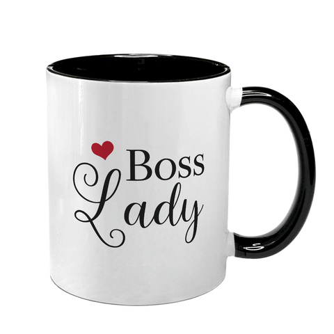 Чашка для керівниці, чорна з принтом - Lady Boss 8.1.21 фото